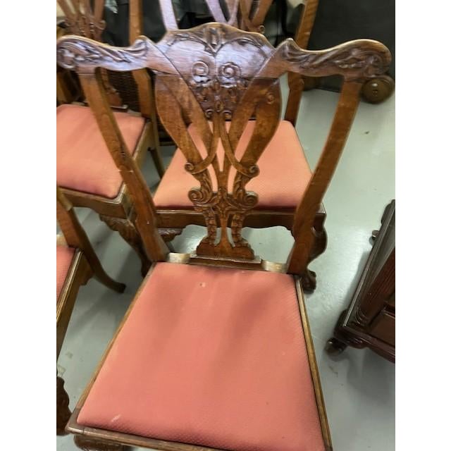 Late 1700s Irish Hand Carved Walnut Chippendale Side Chairs Set of 10 For Sale - Image 4 of 16