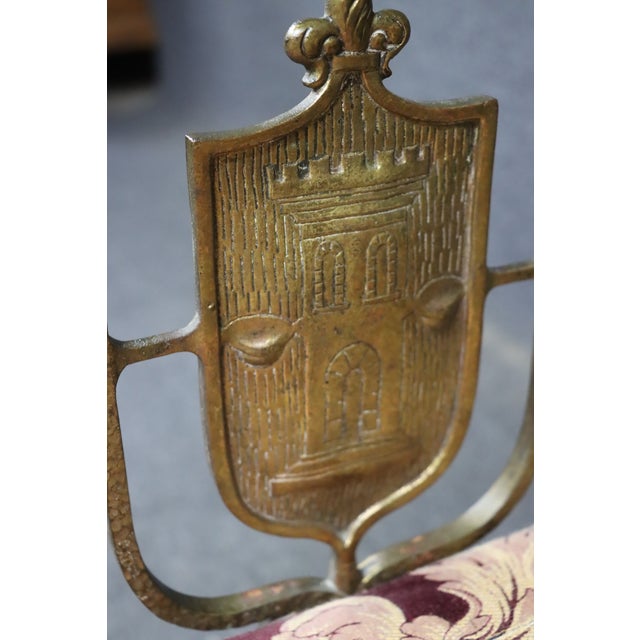 Oscar Bach Attributed Gilt Bronze and Wrought Iron Upholstered Bench For Sale - Image 13 of 15