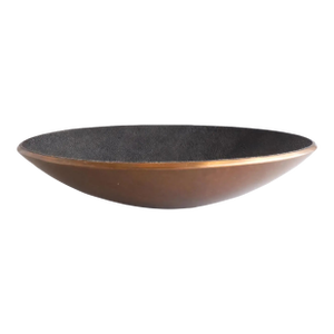 Late 20th Century Signed Copper and Black Stingray Shagreen Vide Poche Bowl With Pearl