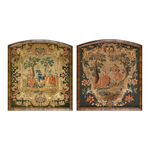 A Fine Pair of Mid-18th Century English Petit-Point Fireplace Screen For Sale