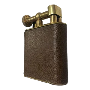 1950s "The Classic Lighter" Brass& Leather Jumbo Tabletop Lighter