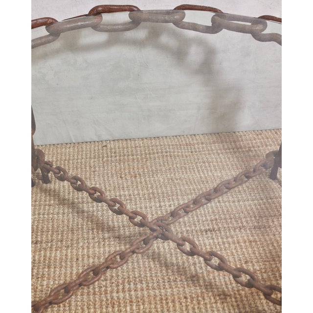 Vintage Brutalist Linked Chain Round Coffee Table For Sale - Image 13 of 14