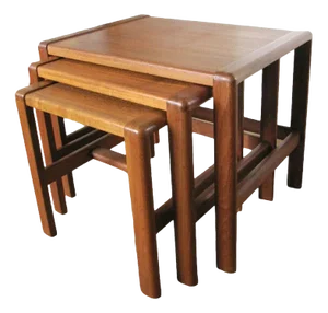 Danish Nesting Tables in Teak by Svend A. Madsen for Karl Lindegaard Denmark, 1960s, Set of 3