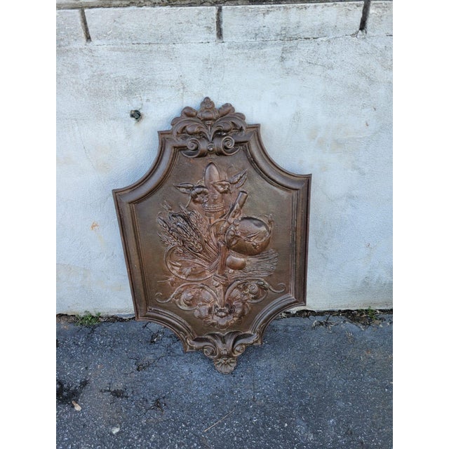 19th Century Antique 19th Century Rustic Cast Iron Plaque Ornate Decorative Wall Art For Sale - Image 5 of 8