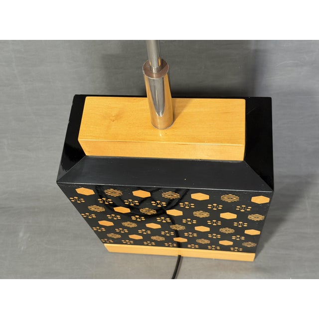 1970s Lacquered Table Lamp with Geometric Decor, 1970s For Sale - Image 5 of 13