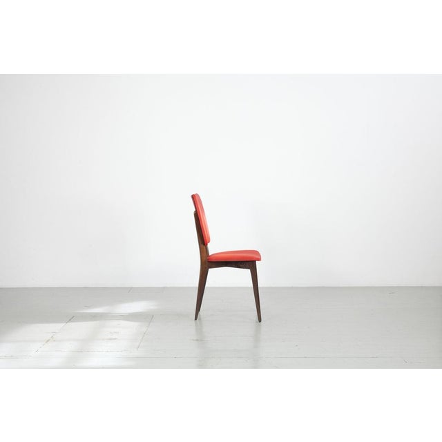 Wood Kitchen Chair with Red Synthetic Leather Cover, 1960s For Sale - Image 7 of 18