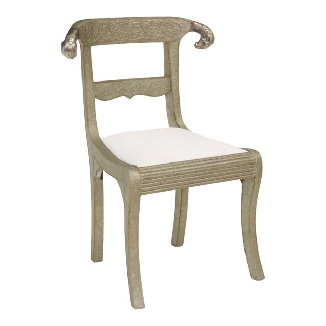 Vintage Anglo-Indian Silvered Metal-Clad Chair For Sale