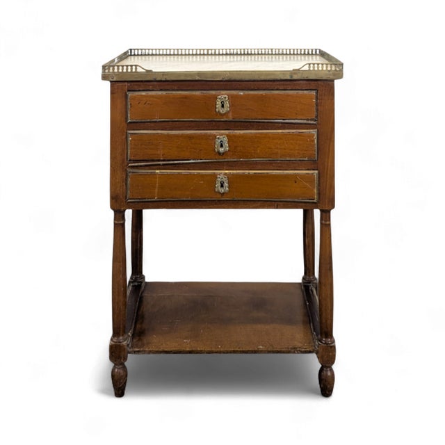 Louis XVI Mahogany Bedside Table with Gallery For Sale - Image 9 of 9