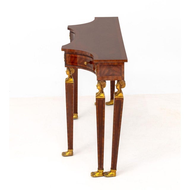 Egyptian Revival Brass Mounted Mahogany Console For Sale - Image 9 of 10