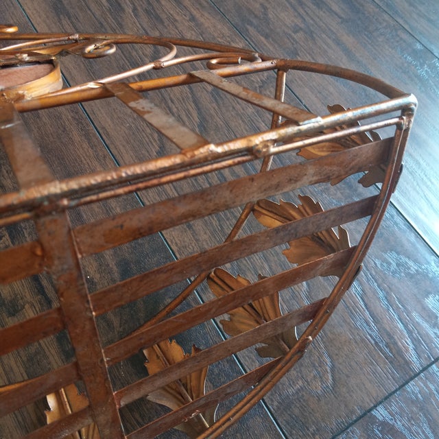1990s 1990s Copper/ Cream Wrought Iron Hanging Wall Basket For Sale - Image 5 of 9