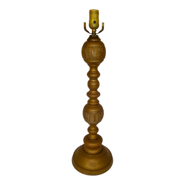 Boho Asian Mid-Century Brass Lamp James Mont For Sale