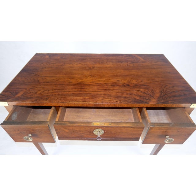 Baker Very Fine All Rosewood & Brass Gallery Trim Petit Desk Console Table MINT! For Sale - Image 10 of 14