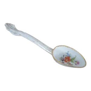 Antique German Meissen Dresden Sprays Porcelain Floral Serving Spoon