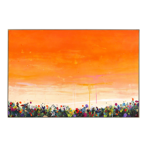Sunset of Dreams - Vibrant Orange Mixed Media Landscape Pop Original Artwork by Lee Herring