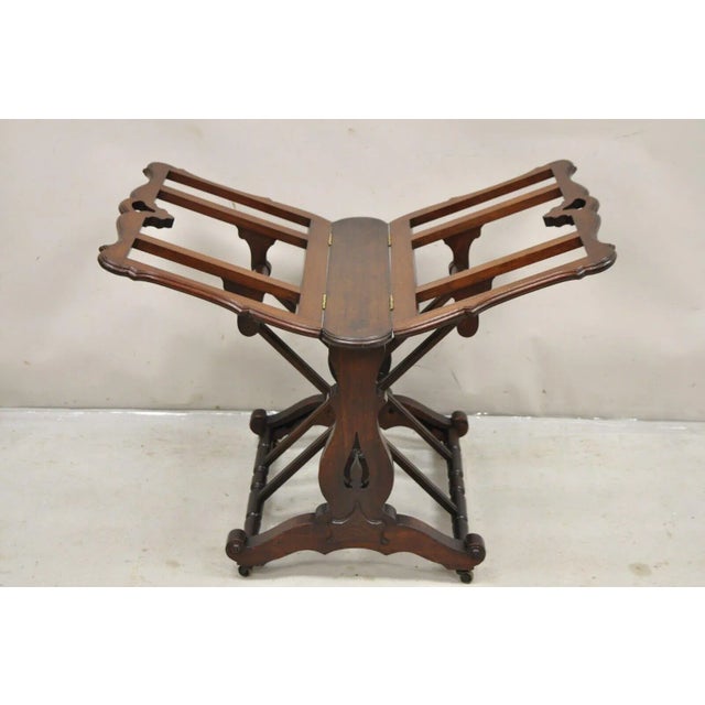 Black 19th Century Antique American Victorian Carved Black Walnut Adjustable Folio Print Stand For Sale - Image 8 of 12