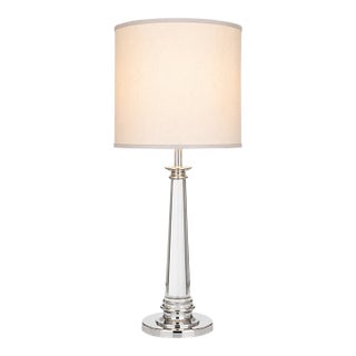 Brass-Plated Polished Nickel & Lucite Table Lamp For Sale