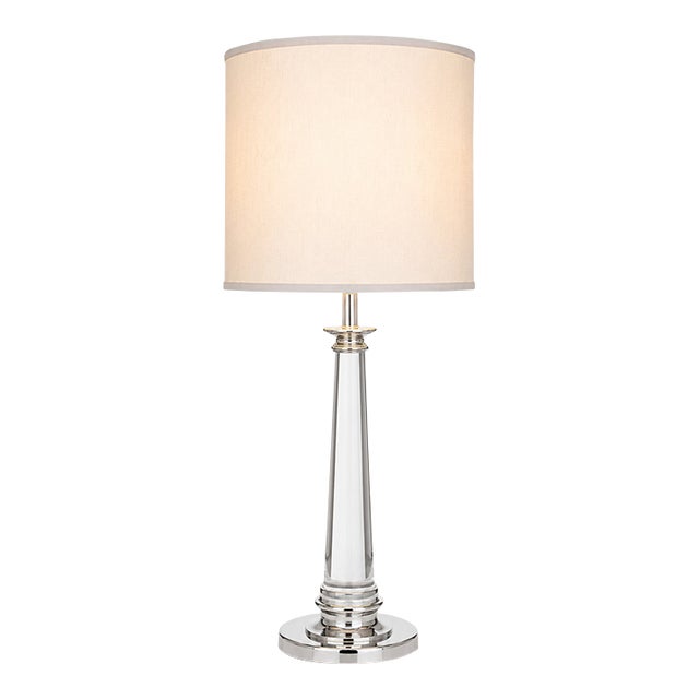 Brass-Plated Polished Nickel & Lucite Table Lamp For Sale