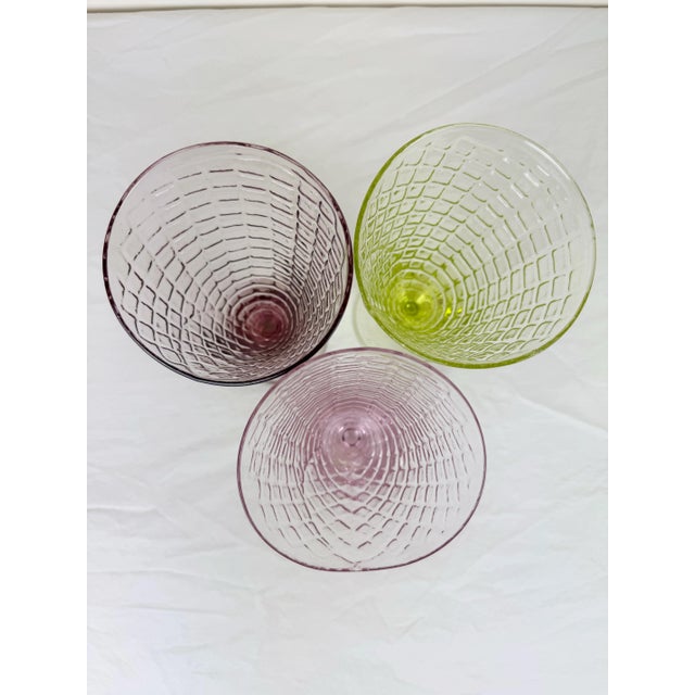 1960s Bormioli Rocco Vintage Colored Ice Cream Glasses- Set of 3 For Sale In Raleigh - Image 6 of 8