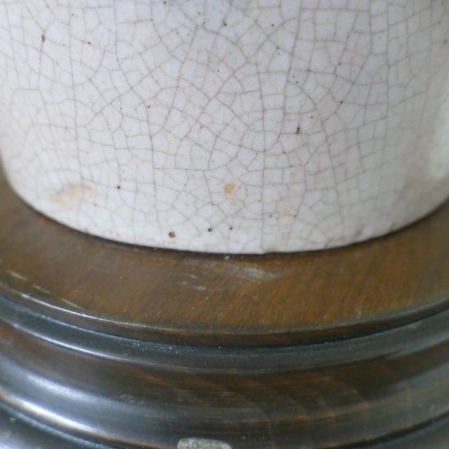 Mid Century Ceramic Table Lamp Incised Geometric Italian Style For Sale In Seattle - Image 6 of 14