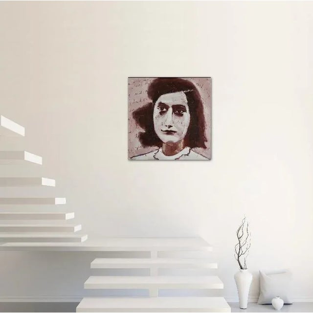 Modern Narratives — Original Portrait Anne Frank - Original Oil (with words from her diary) Original oil painting by L...