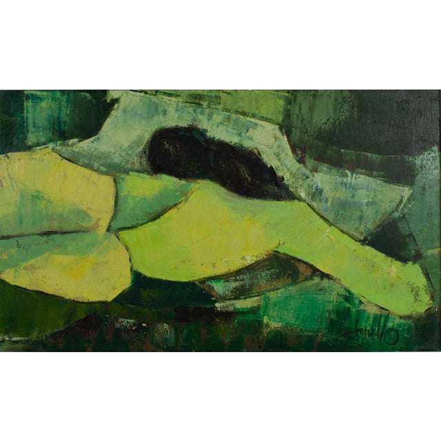 Wood Mid Century Abstract Nude Oil on Canvas Painting by Edith Ferullo For Sale - Image 7 of 13