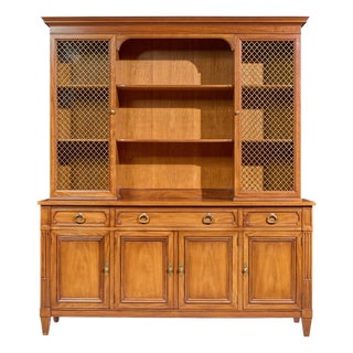 Late 20th Century Kindel Furniture French Regency Fruitwood Breakfront Bookcase Cabinet Credenza For Sale