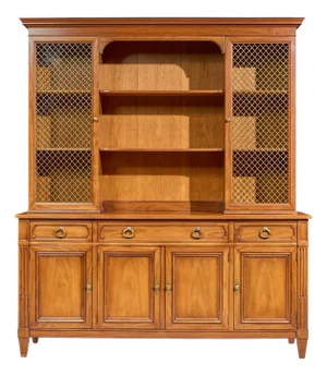 Late 20th Century Kindel Furniture French Regency Fruitwood Breakfront Bookcase Cabinet Credenza
