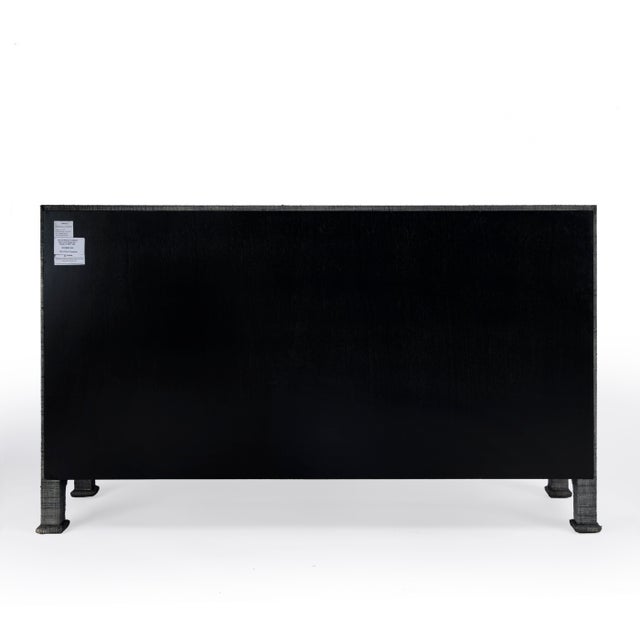 Textile Chatham 60 in. W Rectangular Raffia 3 Door Sideboard, Charcoal Raffia For Sale - Image 7 of 9