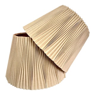 Vintage Stieffel Beige Pleated Lamp Shades, Set of Two For Sale