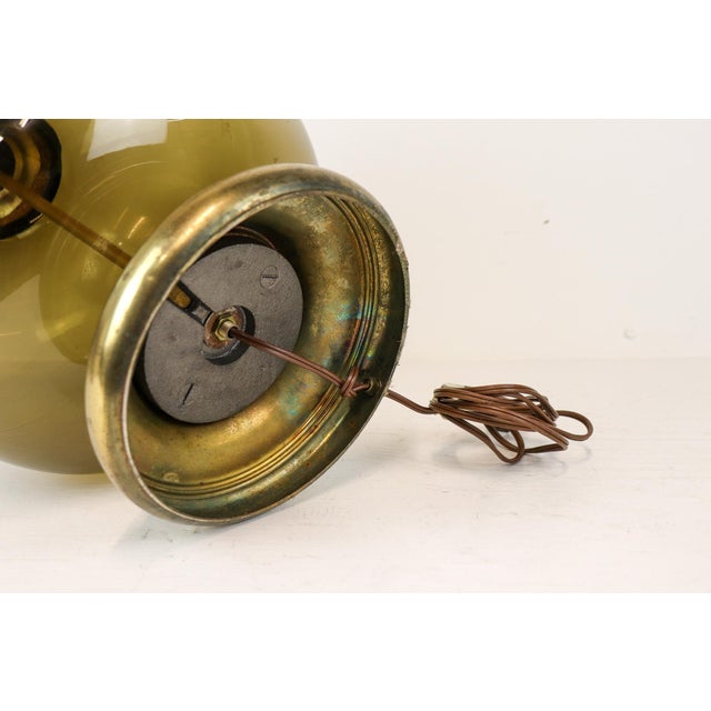 Mid 20th Century Mid Century Modern Olive Green Smoked Glass Lamp For Sale - Image 11 of 12