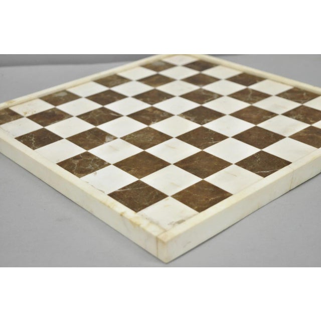 Vintage Mid Century Modern Mosaic Brown Marble Stone Chess Game Checkerboard For Sale - Image 9 of 13