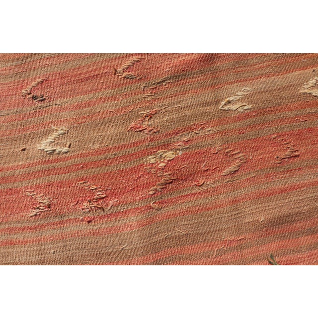 Multicolor Striped Vintage Turkish Kilim Runner With Coral Blue Tones For Sale - Image 11 of 11