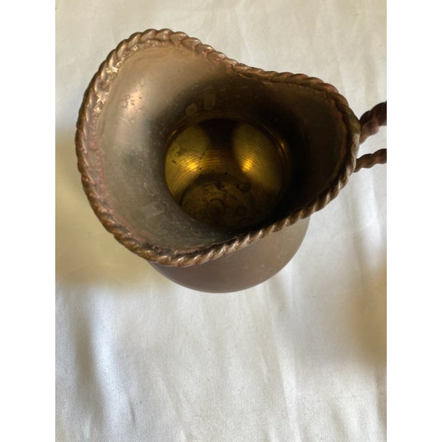 Vintage Hammered Brass Pitcher With Twisted Handle For Sale - Image 4 of 13