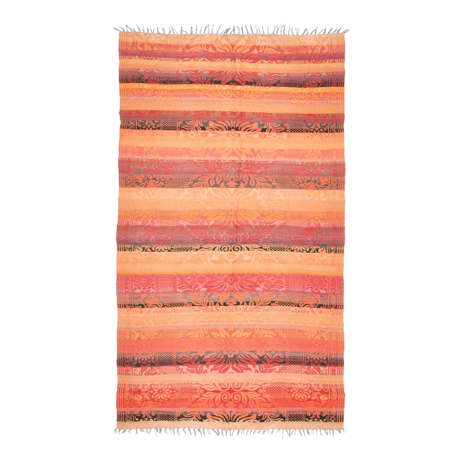 1970s Turkish Hand-Knotted Wool Cotton Orange Area Rug | Chairish