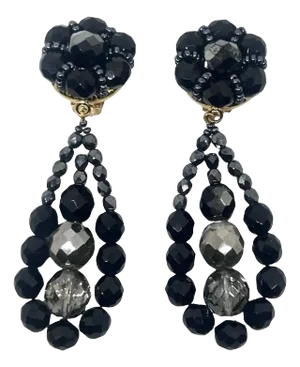21st Century Coppola E Toppo Black and Silver Crystals Chandelier Earrings