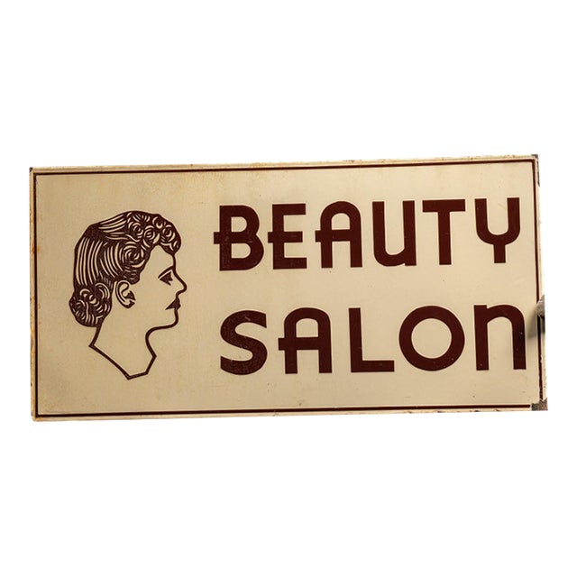 1920s Porcelain Beauty Salon Double-Sided Flange Sign For Sale
