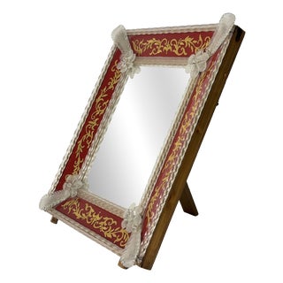 Large Venetian Table Mirror in Murano Glass in the Style of Ercole Barovier, 1940s For Sale