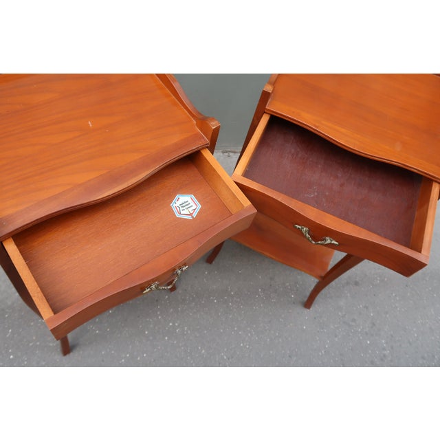 1970s Pair of French Louis XV Style Side Tables Nightstands For Sale - Image 11 of 15