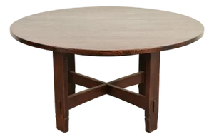 Early Gustav Stickley Antique Mission Oak Arts & Crafts Round Dining Table, Circa 1901