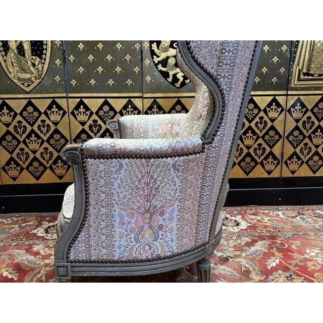 Louis XVI Style Wingback Armchair For Sale - Image 6 of 10