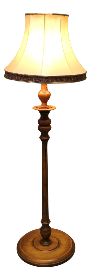 Edwardian Turned Floor Standing Reading Lamp, 1900