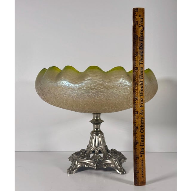 Early 20th Century Loetz Art Glass Silverplate Mounted Compote Centerpiece For Sale - Image 9 of 10