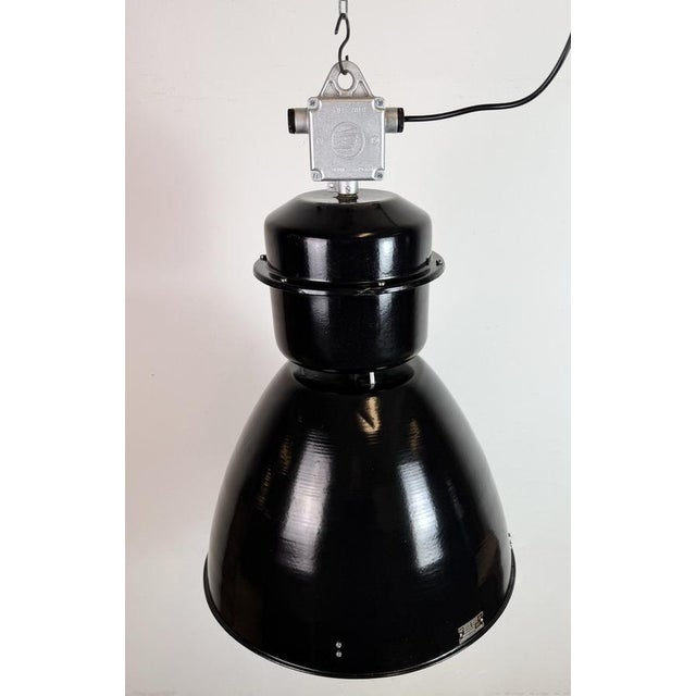 Black Large Industrial Black Factory Pendant Lamp from Elektrosvit, 1960s For Sale - Image 8 of 18