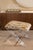 Uber chic clear lucite X shaped accent upholstery--our Delano Bench is the perfect vanity stool and/or designer accent...