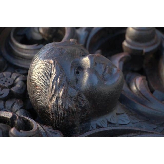 18th Century Antique Wooden Cherub, Baroque Wall Retable For Sale - Image 6 of 12