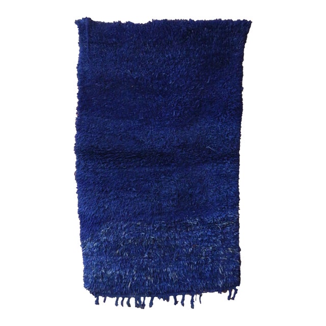 Blue Indigo Moroccan Rug - 3'3" X 5'6" Ft For Sale
