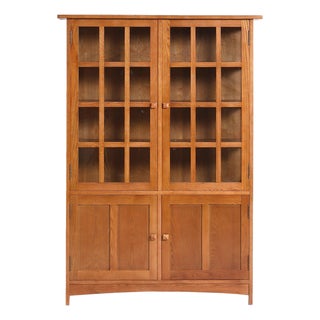 Mission Oak 4 Door Display China Cabinet - Michael's Cherry Stain For Sale