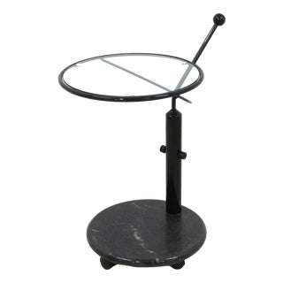 Italian Glass & Marble Swivel Coffee Table, 1980s For Sale