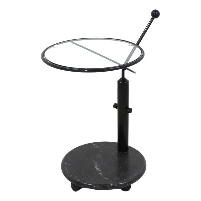 Italian Glass & Marble Swivel Coffee Table, 1980s For Sale
