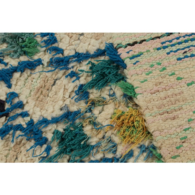 Textile 1950s Azilal Moroccan Scatter Rug in Beige With Diamond Patterns by Rug & Kilim For Sale - Image 7 of 7